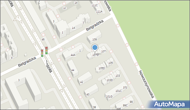 Warszawa, Nowoursynowska, 107D, mapa Warszawy