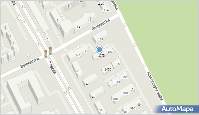 Warszawa, Nowoursynowska, 107E, mapa Warszawy