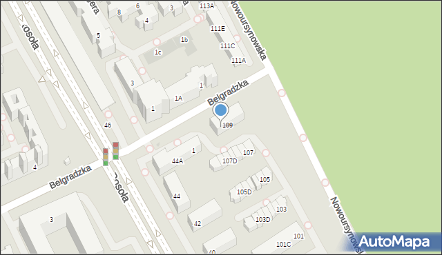 Warszawa, Nowoursynowska, 109C, mapa Warszawy