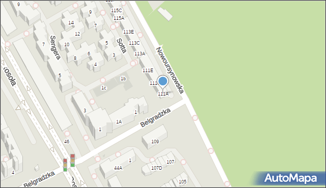 Warszawa, Nowoursynowska, 111A, mapa Warszawy