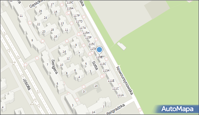 Warszawa, Nowoursynowska, 113E, mapa Warszawy