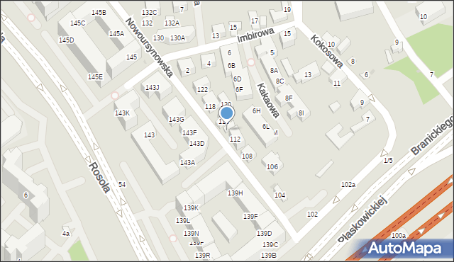 Warszawa, Nowoursynowska, 114, mapa Warszawy