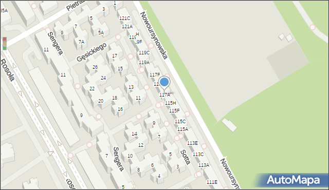 Warszawa, Nowoursynowska, 117A, mapa Warszawy