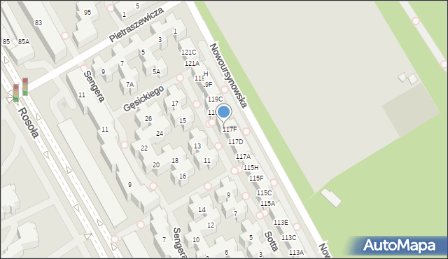 Warszawa, Nowoursynowska, 117G, mapa Warszawy