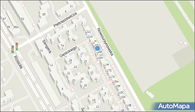 Warszawa, Nowoursynowska, 119B, mapa Warszawy