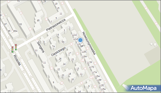Warszawa, Nowoursynowska, 119F, mapa Warszawy