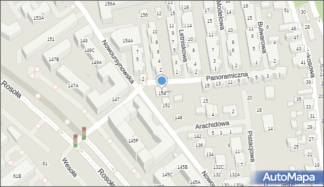 Warszawa, Nowoursynowska, 154, mapa Warszawy