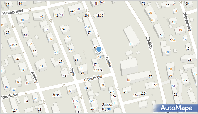 Warszawa, Nobla Alfreda, 23, mapa Warszawy