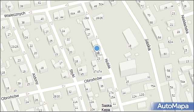 Warszawa, Nobla Alfreda, 23A, mapa Warszawy