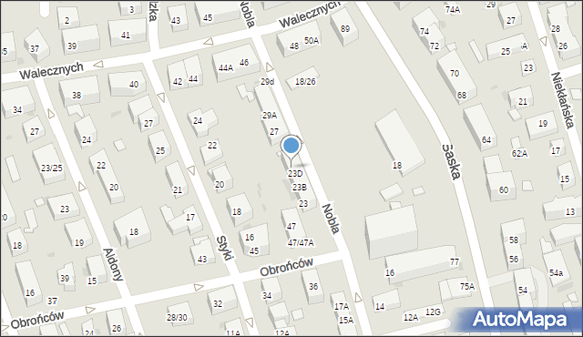 Warszawa, Nobla Alfreda, 23E, mapa Warszawy