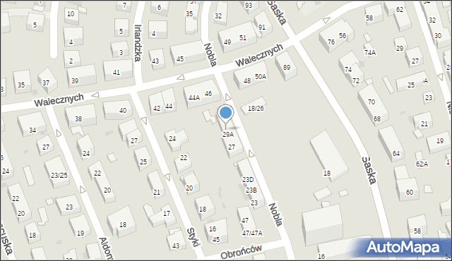 Warszawa, Nobla Alfreda, 29B, mapa Warszawy