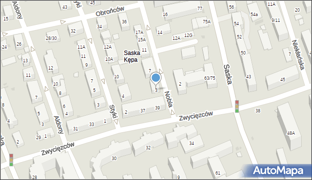 Warszawa, Nobla Alfreda, 3, mapa Warszawy