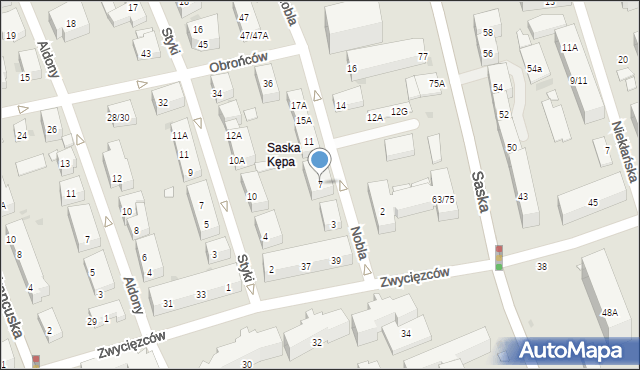 Warszawa, Nobla Alfreda, 7, mapa Warszawy