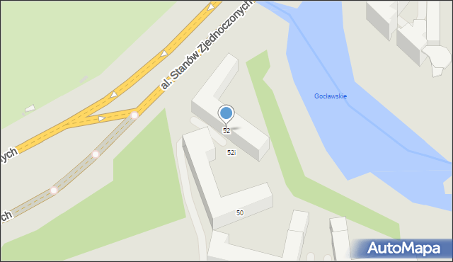 Warszawa, Nowaka-Jeziorańskiego Jana, 52, mapa Warszawy