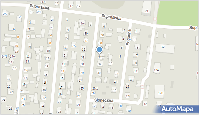 Wasilków, Nowa, 34, mapa Wasilków