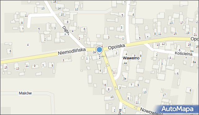 Wawelno, Nowowiejska, 2, mapa Wawelno