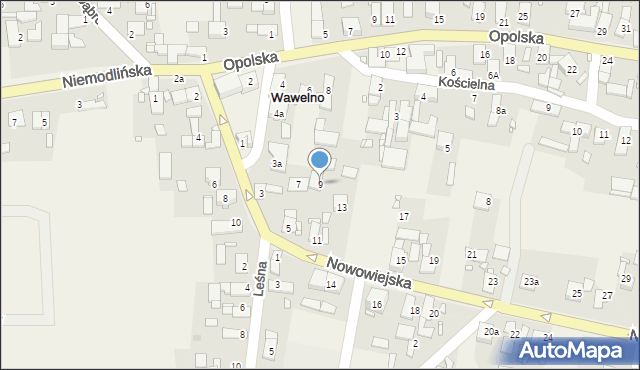 Wawelno, Nowowiejska, 9, mapa Wawelno