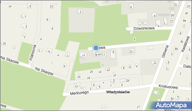 Władysławów, Nowa, 9, mapa Władysławów