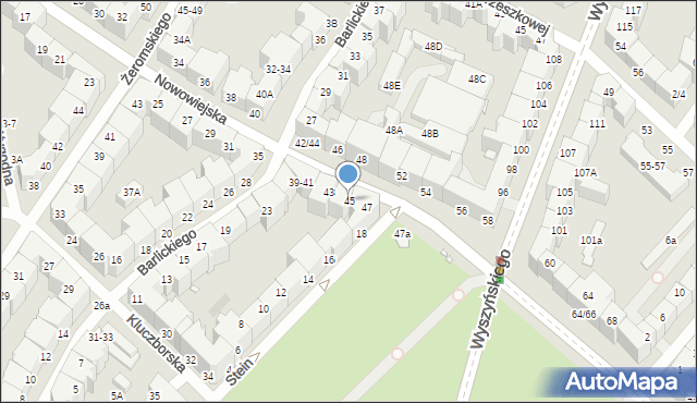 Wrocław, Nowowiejska, 45, mapa Wrocławia