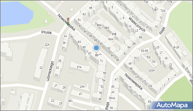 Wrocław, Nowowiejska, 69, mapa Wrocławia