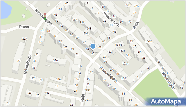 Wrocław, Nowowiejska, 96, mapa Wrocławia