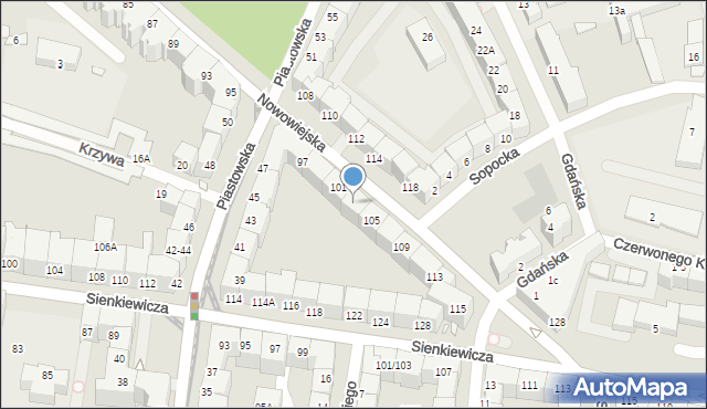 Wrocław, Nowowiejska, 103, mapa Wrocławia