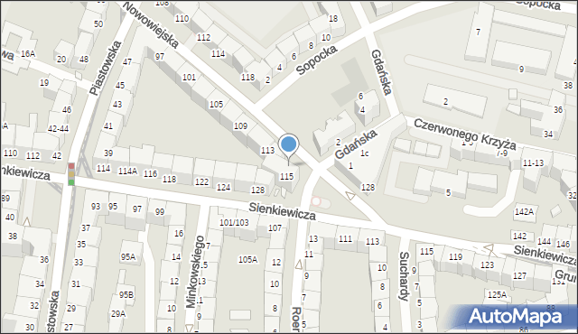 Wrocław, Nowowiejska, 115a, mapa Wrocławia