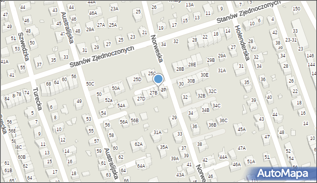 Wrocław, Norweska, 27A, mapa Wrocławia