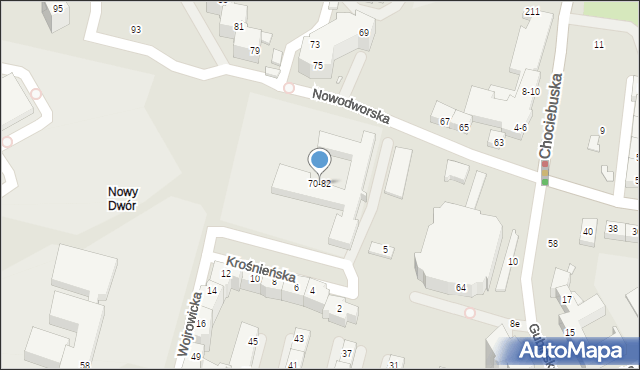 Wrocław, Nowodworska, 70-82, mapa Wrocławia