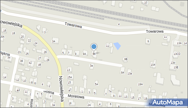 Wronki, Nowowiejska, 9b, mapa Wronki