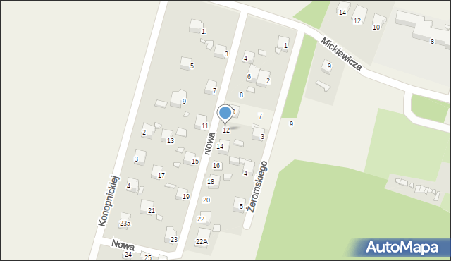 Wysoka, Nowa, 12, mapa Wysoka