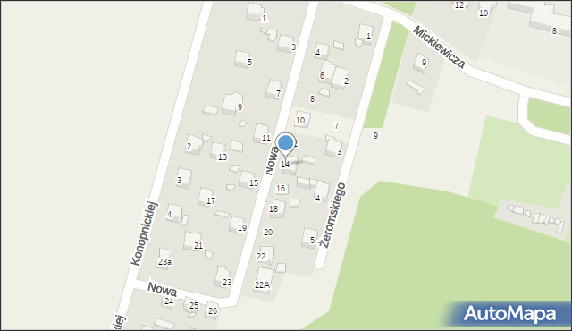 Wysoka, Nowa, 14, mapa Wysoka