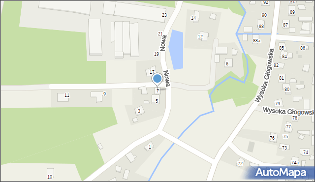 Wysoka Głogowska, Nowa, 7, mapa Wysoka Głogowska