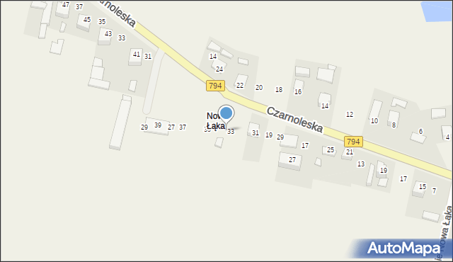 Zabagnie, Nowa Łąka, 23, mapa Zabagnie