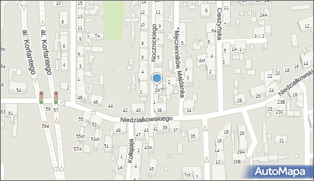 Zabrze, Nocznickiego Tomasza, 1A, mapa Zabrza