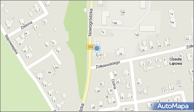 Żagań, Nowogródzka, 72, mapa Żagań