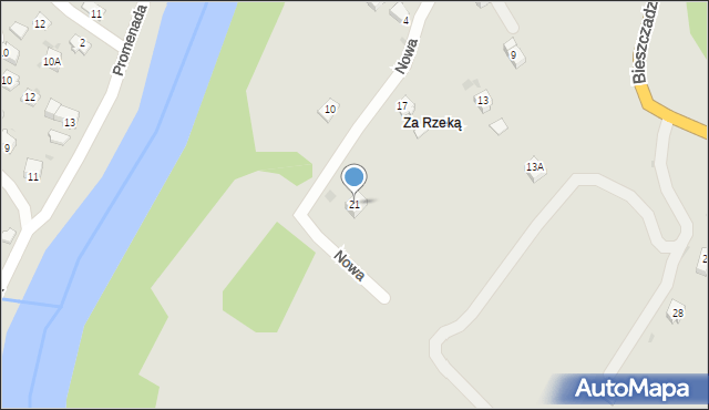 Zagórz, Nowa, 21, mapa Zagórz