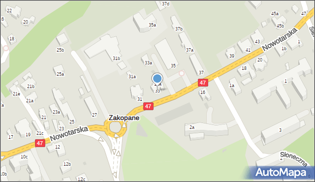 Zakopane, Nowotarska, 33, mapa Zakopanego