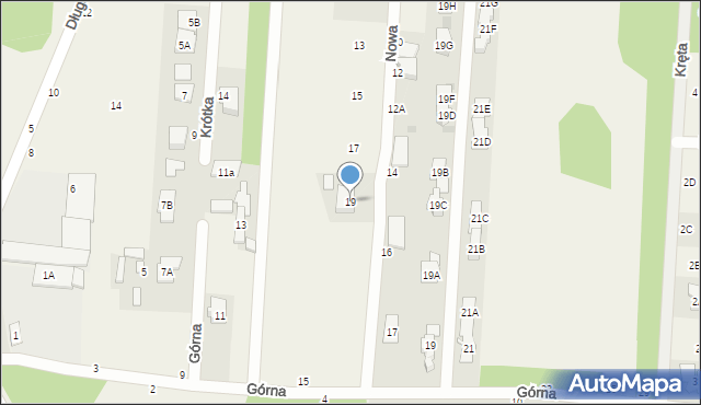 Zakręt, Nowa, 19, mapa Zakręt