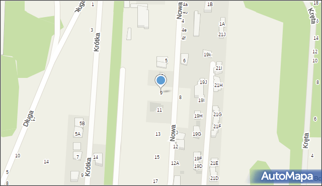 Zakręt, Nowa, 9, mapa Zakręt