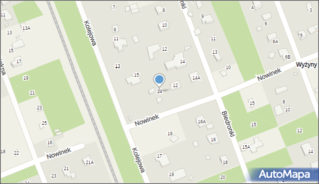 Zalesie Górne, Nowinek, 14, mapa Zalesie Górne