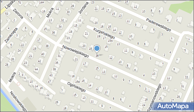 Zamość, Nowowiejskiego Feliksa, 16, mapa Zamościa