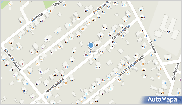 Zawiercie, Nowomiejska, 21, mapa Zawiercie