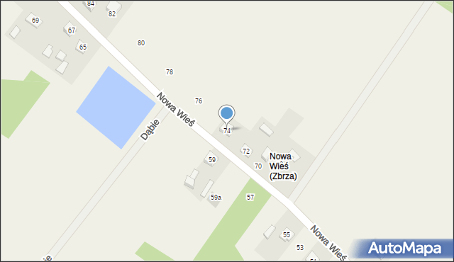 Zbrza, Nowa Wieś, 74, mapa Zbrza
