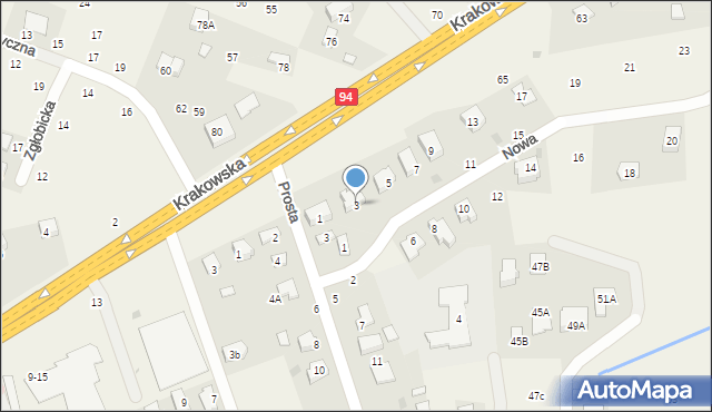 Zgłobice, Nowa, 3, mapa Zgłobice