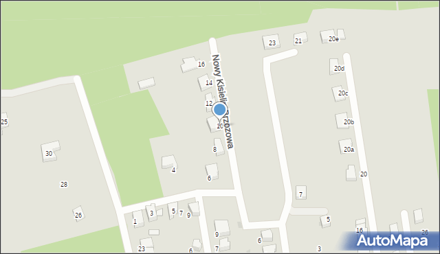 Zielona Góra, Nowy Kisielin-Brzozowa, 10, mapa Zielona Góra