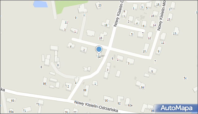 Zielona Góra, Nowy Kisielin-Dębowa, 14, mapa Zielona Góra