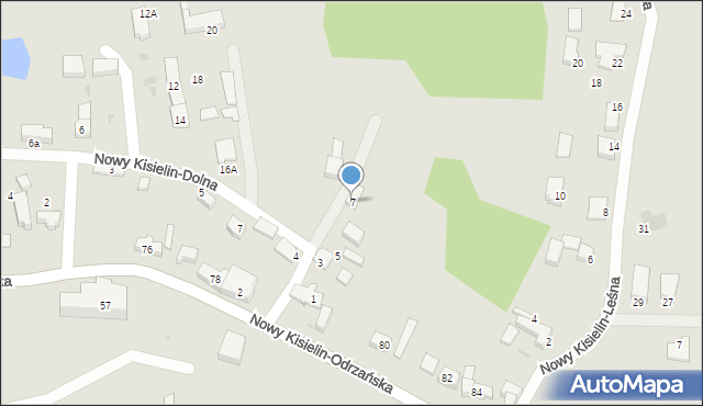 Zielona Góra, Nowy Kisielin-Kościelna, 7, mapa Zielona Góra