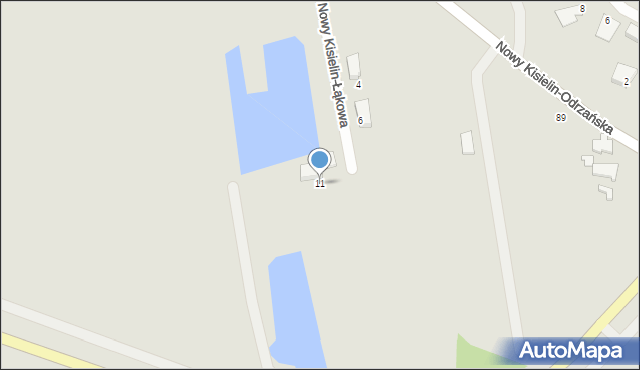 Zielona Góra, Nowy Kisielin-Łąkowa, 11, mapa Zielona Góra