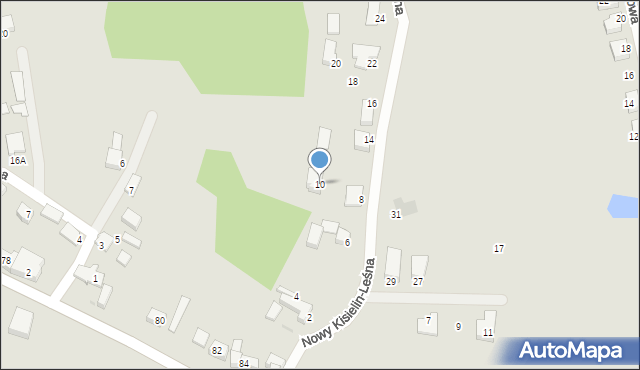 Zielona Góra, Nowy Kisielin-Leśna, 10, mapa Zielona Góra